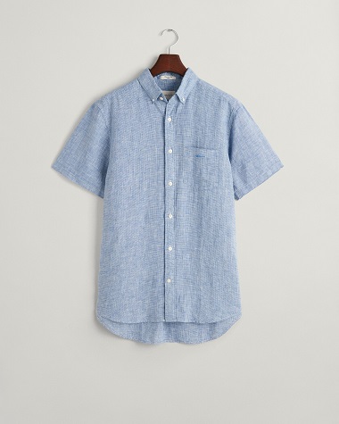 GANT Reg Linen Houndstooth SS Shirt